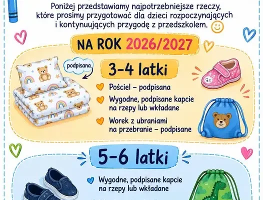 Przedszkole w Narwi podpowiada, co powinno znaleźć się w wyprawce na nowy rok szkolny