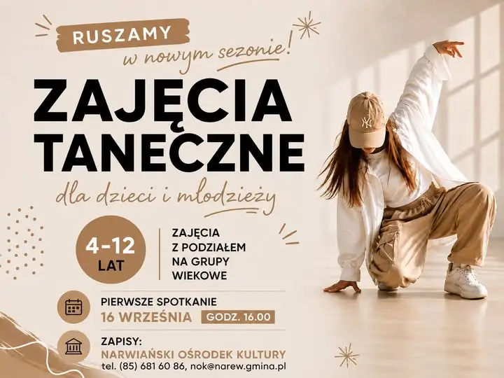 Zajęcia taneczne dla dzieci w Narwiańskim Ośrodku Kultury – start 16 września