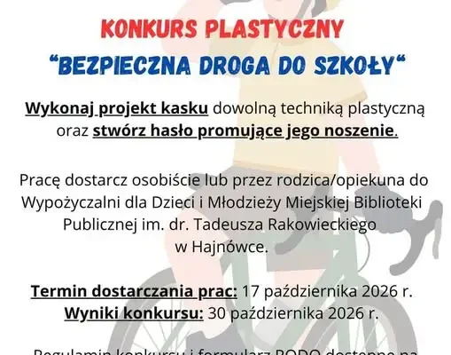 Konkurs plastyczny „Bezpieczna droga do szkoły” w Hajnówce – zaprojektuj kask i wygraj nagrody