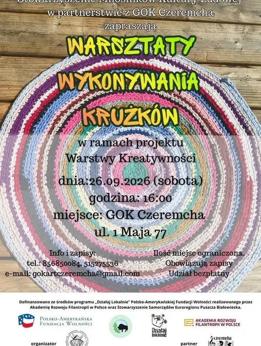 Warsztaty tradycyjnych dywaników krużków w GOK Czeremcha – 26 września 2026