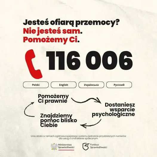 Ogólnopolska linia pomocy 116 006 – wsparcie dla ofiar przemocy