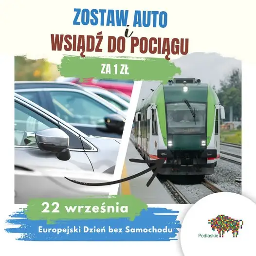 Europejski Dzień bez Samochodu w Podlaskiem: pociągiem REGIO za 1 zł