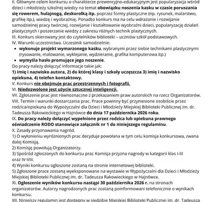 Konkurs plastyczny „Bezpieczna droga do szkoły” w Hajnówce – zaprojektuj kask i wygraj nagrody
