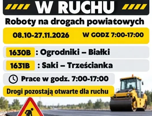 Roboty drogowe na dwóch odcinkach dróg powiatowych – utrudnienia od 8 października
