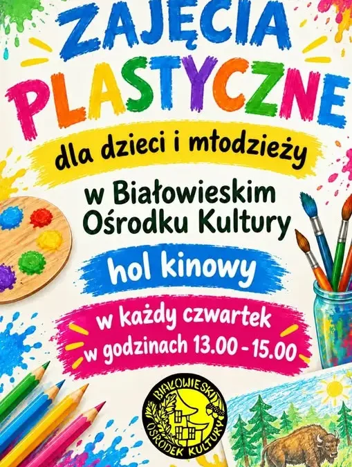 Czwartkowe zajęcia plastyczne w Białowieskim Ośrodku Kultury